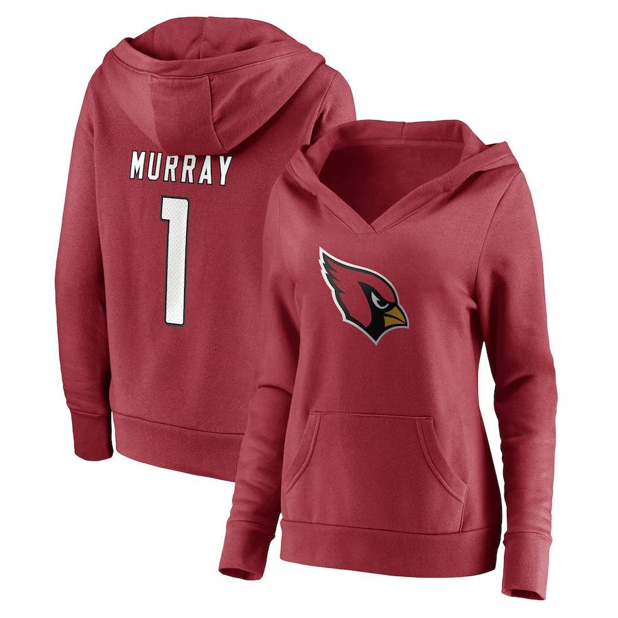Women Arizona Cardinals 1 Kyler Murray Fanatics Branded Cardinal Player Icon Name & Number Pullover Hoodie